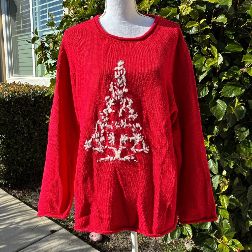 Coldwater Creek Red Christmas Tree Sweater2X